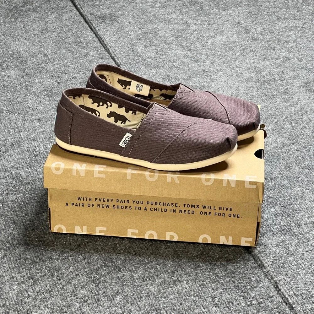 NIB TOMS Classic Alpargata Size 5 Ash‎ Canvas Grey Slip On Flats Shoes 001001B07